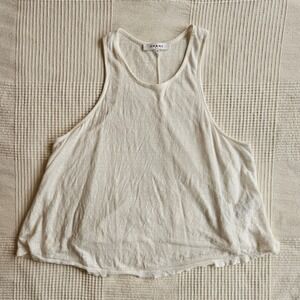 FRAME Organic Linen Summer Tank Top Ivory White Racerback Knit Womens Small